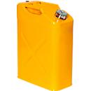 Jerrycan de sécurité, en tôle d'acier, 20 l, L 170 x P 340 x H 470 mm, bouchon à vis, valve de ventilation, jaune