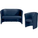 Juego completo sillón club + sofá de dos plazas, azul oscuro