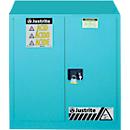 Justrite FM-Chemikalienschrank Classic Sure-Grip® EX, für Ätzmittel, bis 114 Liter, selbstschließende Türen, blau