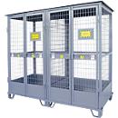 Justrite Gasflaschenlager, verzinkt, abschließbar, bis 18/24 Gasflaschen, B 2100 x H 2300 x T 960 mm, 310 kg, stahlgrau