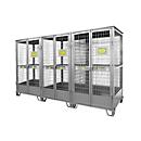Justrite gasflessenopslag, gegalvaniseerd, afsluitbaar, tot 27/36 gasflessen, B 2100 x H 3500 x D 960 mm, 300 kg, staalgrijs