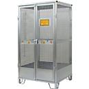 Justrite gasflessenopslag, gegalvaniseerd, afsluitbaar, tot 9/12 gasflessen, B 2100 x H 1130 x D 960 mm, 155 kg, staalgrijs