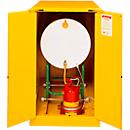 Justrite horizontale FM-veiligheidsopslagkast Drum Sure-Grip® EX, tot 200 liter, handmatig sluitende deuren, geel