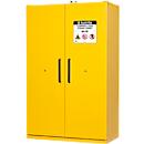 Justrite Sicherheitsschrank EN 90, Auffangwanne, 3 Fachböden, 2-Türen, H 2070 x B 1200 x T 600 mm, gelb