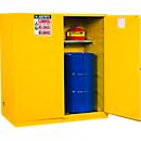 Justrite Sicherheitsschrank Vertical Drum Sure-Grip® EX, für 2 x 110 L Fässer, selbstschließende Türen, gelb