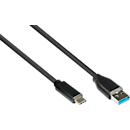 Kabel USB 3.2, A/USB-C, schw., 0,5m