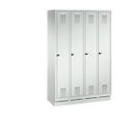 Kapstok Evolo S 3000, staal, met fitting, 4 compartimenten met allebei B 300 mm, cilinderslot, lichtgrijs RAL 7035/lichtgrijs RAL 7035