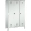 Kapstok Evolo S 3000, staal, met poten, 3 compartimenten, cilinderslot, lichtgrijs RAL 7035/lichtgrijs RAL 7035