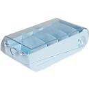 Karteikasten Exacompta Bunny Box Iderama, A7, für bis zu 900 Karten, 5 Trennplatten, 100 linierte Karten, mit Deckel, B 250 x T 132 x H 85 mm, PS, pastellblau
