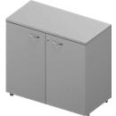 Kast ARLON OFFICE, 2 ordnerhoogtes, afsluitbaar, B 900 x D 450 x H 816 mm, lichtgrijs/aluminium