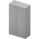 Kast ARLON OFFICE, 4 ordnerhoogten, afsluitbaar, B 900 x D 450 x H 1600 mm, lichtgrijs/aluminium