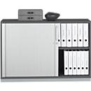 Kast met dwarsrolluiken Tetris Wood, 2 OH, afsluitbaar, met sokkel, B 1200 x D 421 x H 800 mm, grafiet