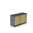 Kast met schuifdeuren NEVADA, B 1200 x H 740 mm, donkergrijs/eiken