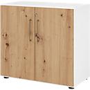 Kasten Breno, 2 OH, afsluitbaar, 28 kg per plank, B 800 x D 420 x H 748 mm, wit/eiken