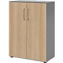 Kasten Breno, 3 OH, afsluitbaar, 28 kg per plank, B 800 x D 420 x H 1100 mm, grafiet/eiken
