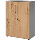 Kasten Breno, 3 OH, afsluitbaar, 28 kg per plank, B 800 x D 420 x H 1100 mm, grafiet/eiken
