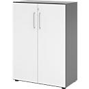 Kasten Breno, 3 OH, afsluitbaar, 28 kg per plank, B 800 x D 420 x H 1100 mm, grafiet/wit