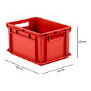 Kasten im EURO-Maß EF 4220, L 400 x B 300 x H 220 mm, Inhalt 20,4 l, Tragkraft 15 kg, stapelbar, Polypropylen, rot