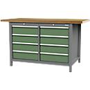 Kastenwerkbank Bedrunka+Hirth, Buche-Multiplex-Arbeitsplatte, 8 Schübe, abschließbar, bis 1000 kg, B 1500 x T 750 x H 859 mm