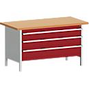 Kastenwerkbank cubio KW-1578-2.22, purpurrot