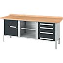 Kastenwerkbank Schäfer Shop Select PW 200-1, Buche Multiplexplatte, bis 750 kg, B 2000 x T 700 x H 840 mm, Anthrazit