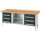 Kastenwerkbank Schäfer Shop Select PW 200-2, Buche Multiplexplatte, bis 750 kg, B 2000 x T 700 x H 840 mm, Anthrazit