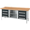 Kastenwerkbank Schäfer Shop Select PW 200-2, Buche Multiplexplatte, bis 750 kg, B 2000 x T 700 x H 840 mm, Anthrazit