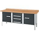 Kastenwerkbank Schäfer Shop Select PW 200-4, Buche Multiplexplatte, bis 750 kg, B 2000 x T 700 x H 840 mm, Anthrazit