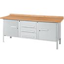 Kastenwerkbank Schäfer Shop Select PW 200-4, Buche Multiplexplatte, bis 750 kg, B 2000 x T 700 x H 840 mm, Weißaluminium