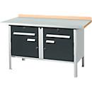 Kastenwerkbank Schäfer Shop Select PWi 150-0, Buche Multiplexplatte, mit Stahlabdeckung, bis 750 kg, B 1500 x T 700 x H 840 mm, Anthrazit