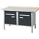 Kastenwerkbank Schäfer Shop Select PWi 150-0, Buche Multiplexplatte, mit Stahlabdeckung, bis 750 kg, B 1500 x T 700 x H 840 mm, Anthrazit