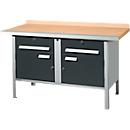 Kastenwerkbank Schäfer Shop Select PWi 150-0, Buche Multiplexplatte, mit Stahlkante, bis 750 kg, B 1500 x T 700 x H 840 mm, Anthrazit