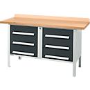 Kastenwerkbank Schäfer Shop Select PWi 150-6, Buche Multiplexplatte, bis 750 kg, B 1500 x T 700 x H 840 mm, Anthrazit