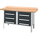 Kastenwerkbank Schäfer Shop Select PWi 150-6, Buche Multiplexplatte, bis 750 kg, B 1500 x T 700 x H 840 mm, Anthrazit