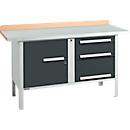Kastenwerkbank Schäfer Shop Select PWi 150-7, Buche Multiplexplatte, mit Stahlabdeckung, bis 750 kg, B 1500 x T 700 x H 840 mm, Anthrazit