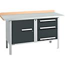 Kastenwerkbank Schäfer Shop Select PWi 150-7, Buche Multiplexplatte, mit Stahlabdeckung, bis 750 kg, B 1500 x T 700 x H 840 mm, Anthrazit