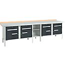 Kastenwerkbank Schäfer Shop Select PWi 300-0, Buche Multiplexplatte, mit Stahlabdeckung, bis 750 kg, B 3000 x T 700 x H 840 mm, Anthrazit