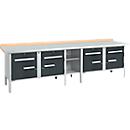 Kastenwerkbank Schäfer Shop Select PWi 300-0, Buche Multiplexplatte, mit Stahlabdeckung, bis 750 kg, B 3000 x T 700 x H 840 mm, Anthrazit
