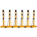 Kettingpalen - polypropyleen - 6 palen + 5 kettingen - geel/zwart - set