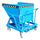 Kiepbak Bauer KS 400, staal, blauw, B 1220 x D 1200 x H 1115 mm, 400 l, tot 1000 kg, looprollen, handmatige kiepinrichting