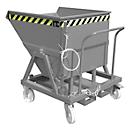 Kiepbak Bauer KS 400, staal, grijs, B 1220 x D 1200 x H 1115 mm, 400 l, tot 1000 kg, looprollen, handmatige kiepinrichting