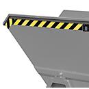 Kippmulde Bauer KS 700, Stahl, grau, B 1340 x T 1200 x H 1275 mm, 700 l, bis 1000 kg, Rollen, Manuelle Kippvorrichtung