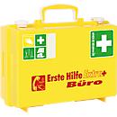 Kit de primeiros socorros Extra+ BÜRO SN- CD, DIN 13157, amarelo, faixas reflectoras, incl. suporte de parede, cheio, plástico ABS