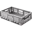 Klappbox, stapelbar, Traglast 20 kg, 600 x 400 x 170 mm, grau