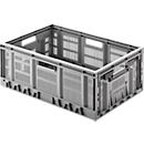 Klappbox, stapelbar, Traglast 20 kg, 600 x 400 x 233 mm, grau