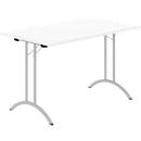 Klaptafel - B 1200 x D 700 x H 720 mm - dubbel T-poot frame - speciaal klapbeslag en vloercompensatie - wit/aluzilver - Schäfer Shop Select 