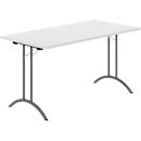 Klaptafel - B 1400 x D 700 x H 720 mm - dubbel T-poot frame - speciaal klapbeslag en vloercompensatie - lichtgrijs/antraciet - Schäfer Shop Select