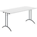 Klaptafel - B 1600 x D 700 x H 720 mm - dubbel T-poot frame - speciaal klapbeslag en vloercompensatie - ichtgrijs/antraciet - Schäfer Shop Select