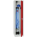 Kledinglocker, 1 deur, B 400 x H 1800 mm cilinderslot, lichtgrijs/rood