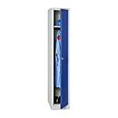 Kledinglocker, 1 deur, B 400 x H 1800 mm draaigrendelslot, lichtgrijs/blauw